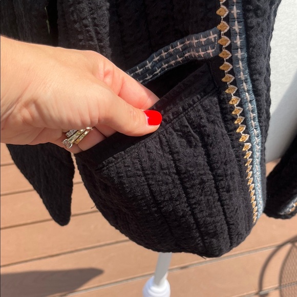 Pure Jill Elements Quilted Jacket Black Open Front Boho Minimalist boxy cozy - Picture 3 of 11